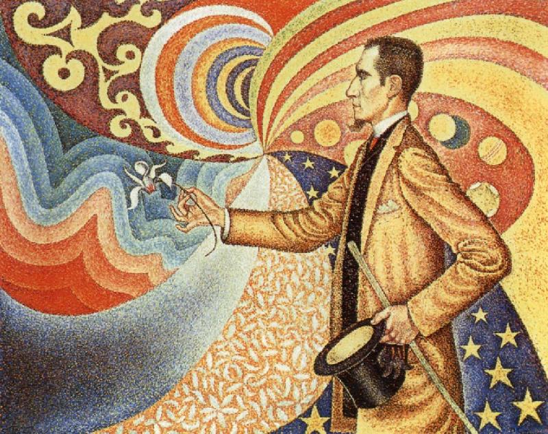 Paul Signac Portrait of Felix Feneon in Front of an Enamel of a Rhythmic Background of Measures and Angles